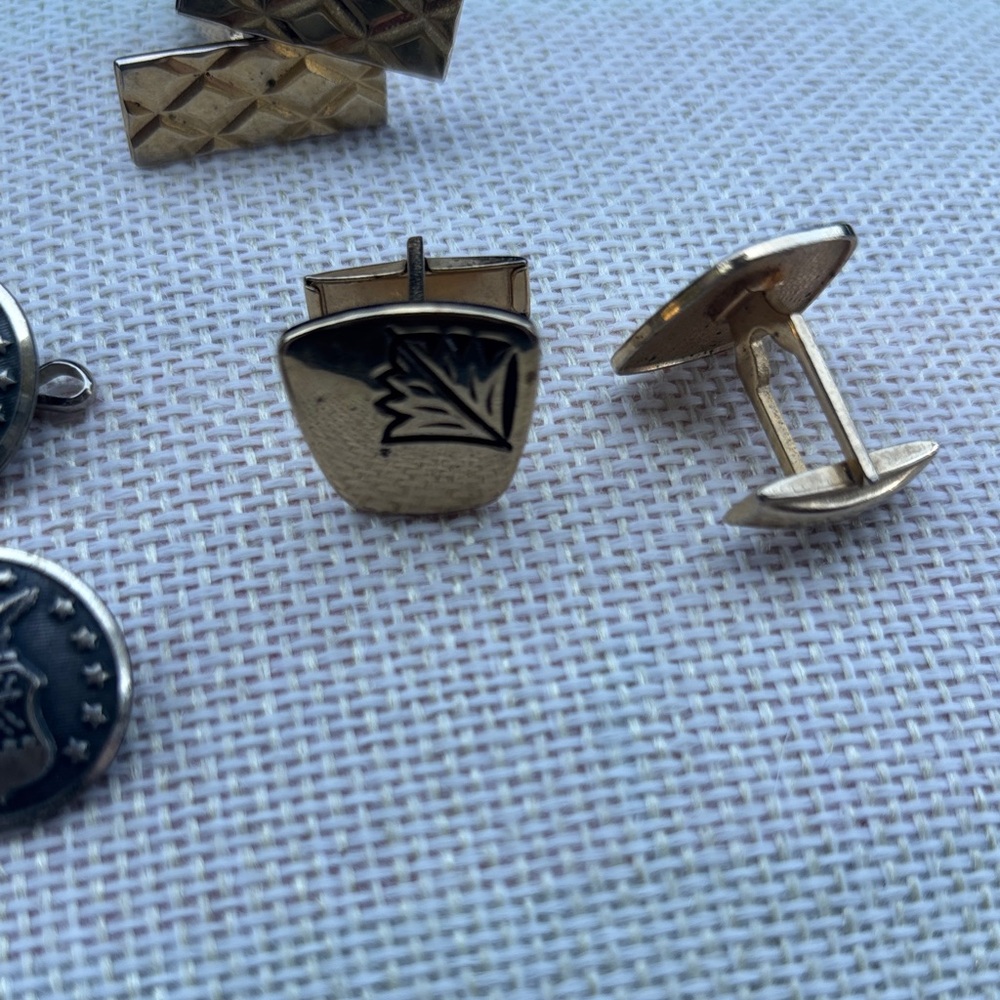 Elegant Gold and Black Cufflinks Set and Military Buttons. Swank - Picture 4 of 4